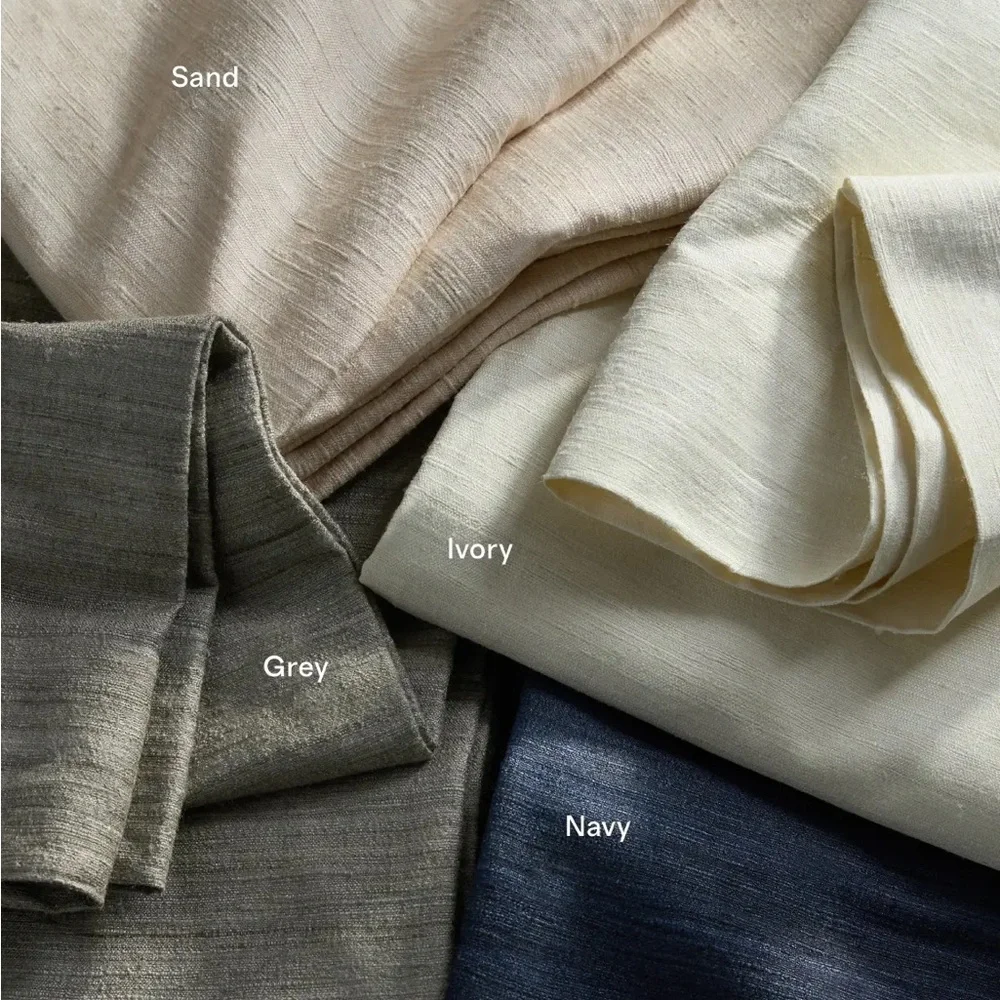 NWOT Quince Raw Silk Room Darkening Curtain in Grey 84”L x 48”W